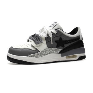 STUR YSN Abrasion Resistant Low top Skateboard Shoes Unisex White Dark Gray