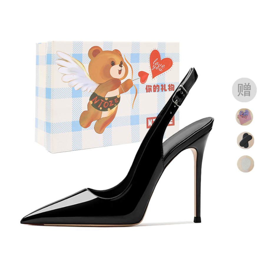 NTOZE Pu Slim Heel High Heels Women's Black