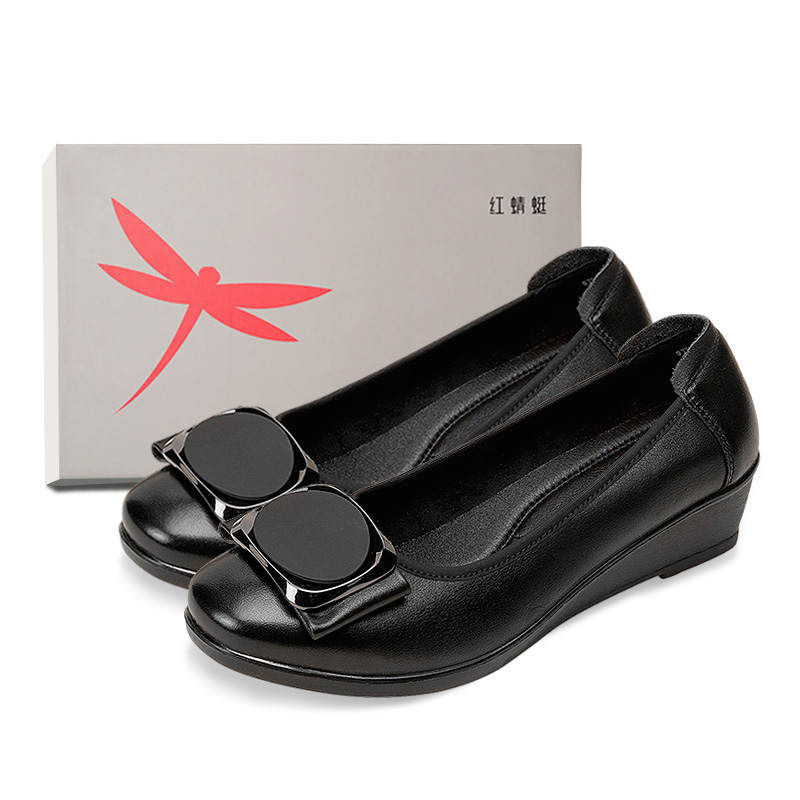 RED DRAGONFLY Cow Leather Casual Shoes Women's Black