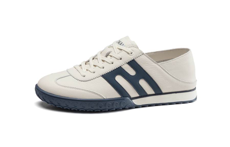 AOKANG Cow Leather Low top Casual Shoes Men's Beige/Blue