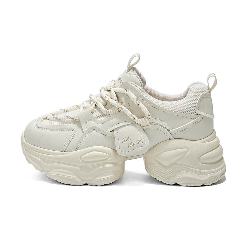 KEKAFU Pu Slip Resistant, Abrasion Resistant, Breathable Low top Chunky Sneakers Women's