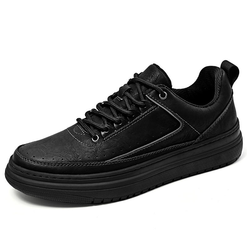 Laoks Casual Leather Shoes Men's Low Top Black/Khaki/Gray