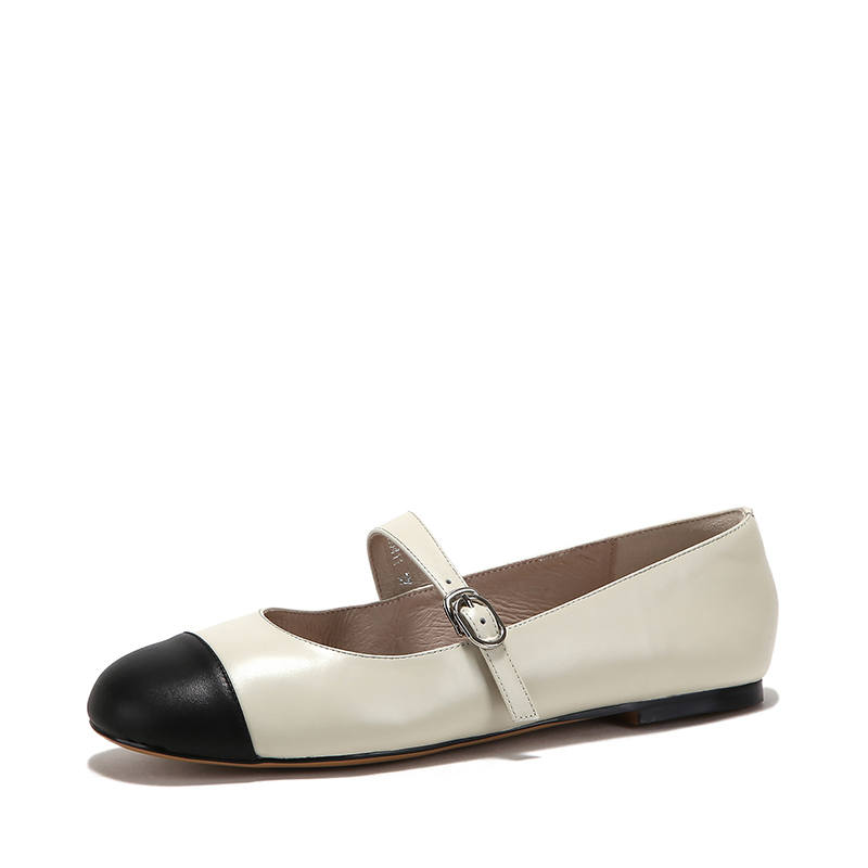 Brut Ros′e Cow Leather Flat Mary Jane Shoes 1CM Women's