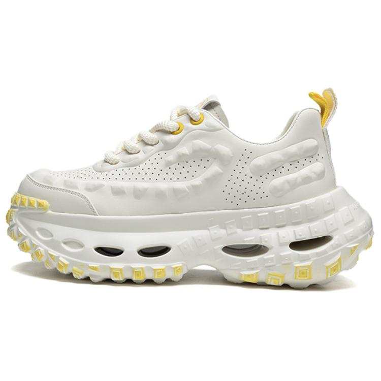 FAIRWHALE Shock Absorbing, Non Slip, Wear Resistant, Breathable And Lightweight Low Top Chunky Sneakers Unisex Lemon
