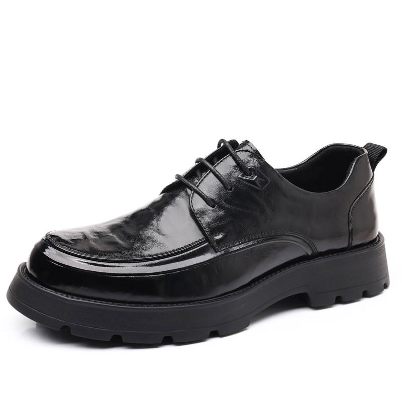 LUOMENG Casual Leather Shoes Men's Low Top Black, Brown