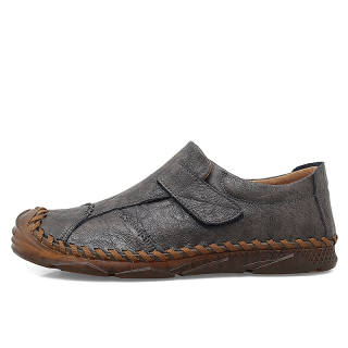 TOMAY Casual Leather Shoes Men's Low Top Black/Brown/Gray