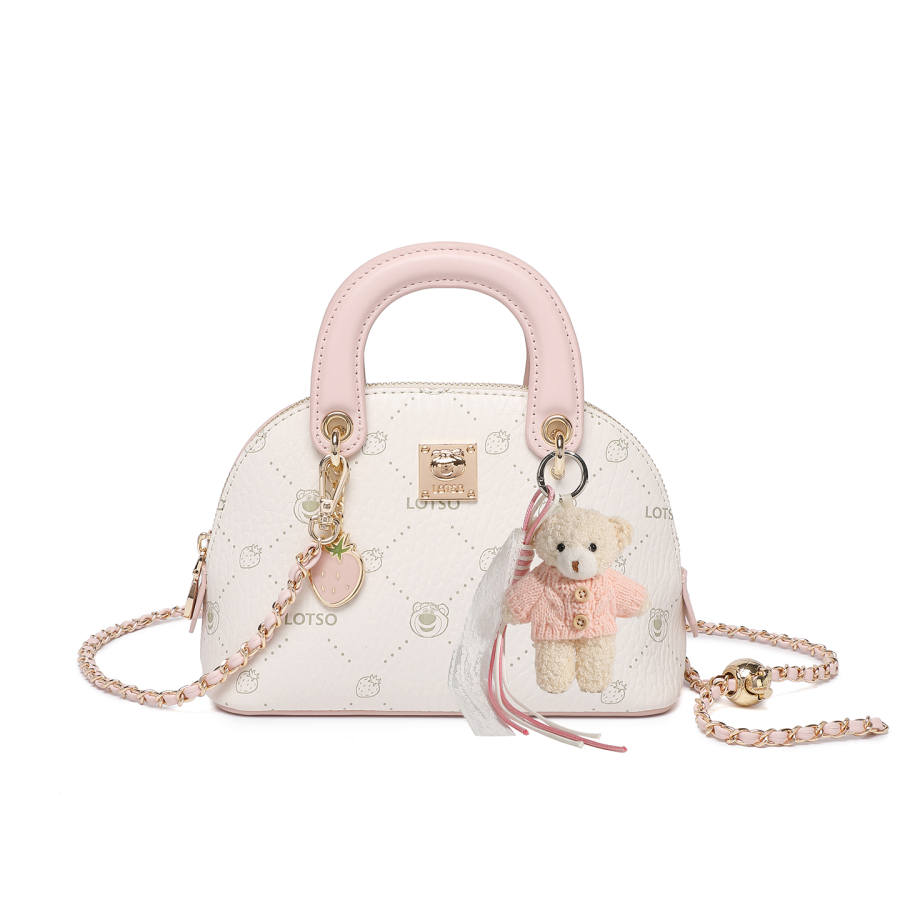 Disney Lotso PVC One Shoulder Handbag Women's Cherry Blossom Pink/Misty Blue/Cream Yellow