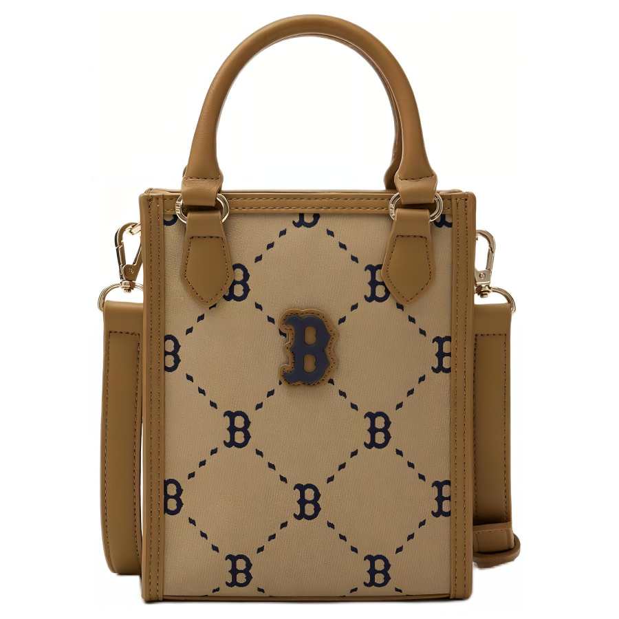 MLB Diamond Monogram Boston Red Sox Polyester Shoulder Bag, Crossbody Bag, Handbag Mini Women's Brown