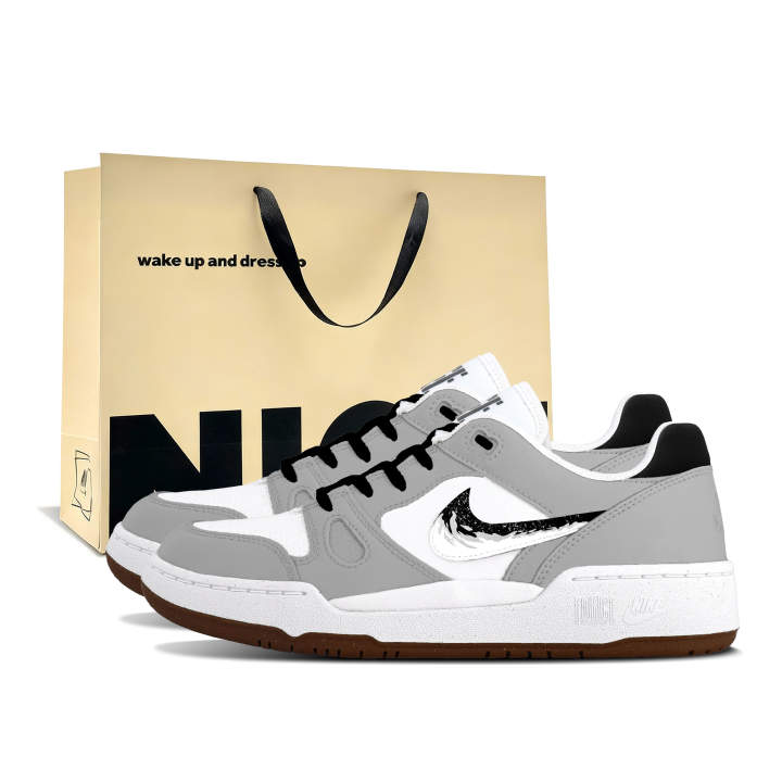 Nike Nike Full Force Abrasion Resistant Abrasion Resistant Low top Skateboard Shoes Men's Gray Black White