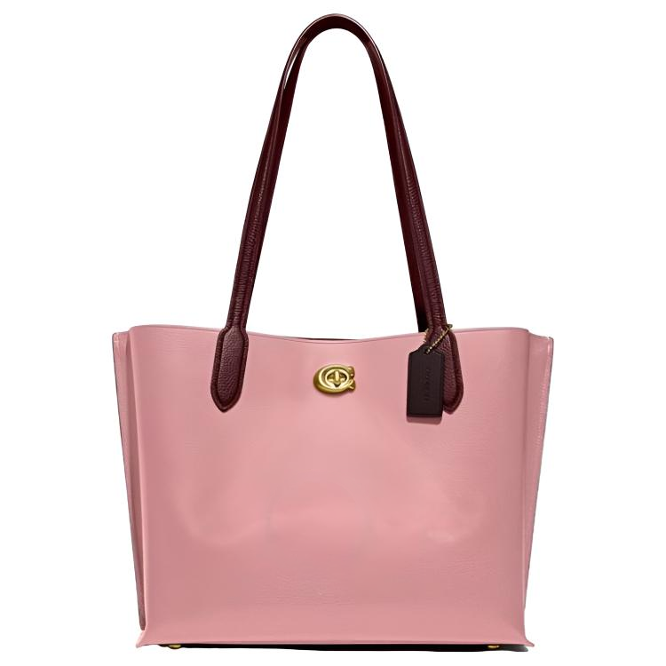 COACH Polished Pebble Leather Shoulder Bag Large Women's Pink