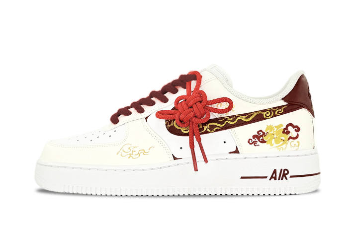 Nike Nike Air Force 1 Red Knot Golden Scale Abrasion Resistant Slip Resistant Low top Skateboard Shoes Unisex Red Beige