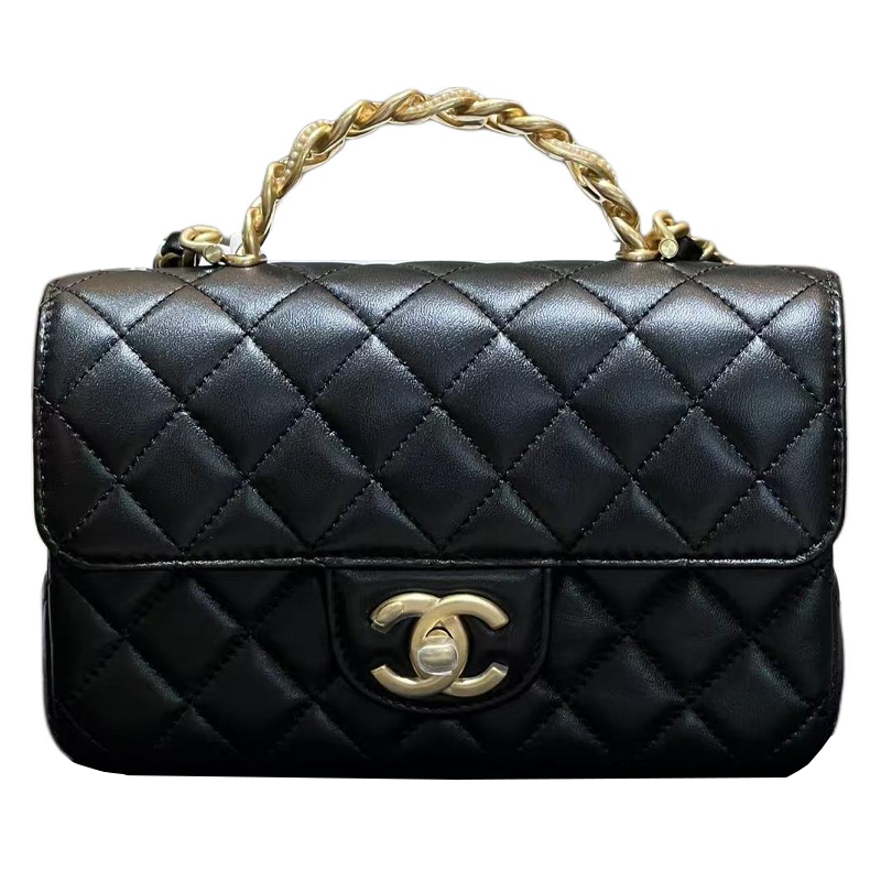 CHANEL Sheepskin Handbag Mini Women's Black