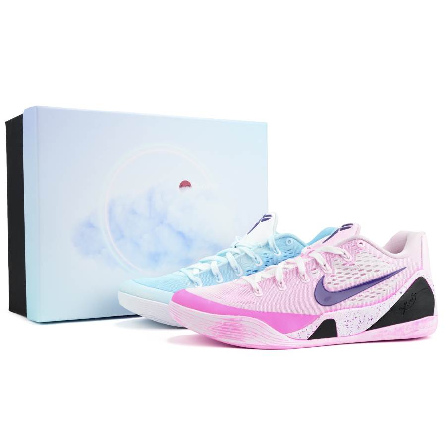 Nike Nike Kobe 9 Cushioning Abrasion Resistant Cushioning, Wear Resistant Low top Basketball Shoes Unisex Blue Pink
