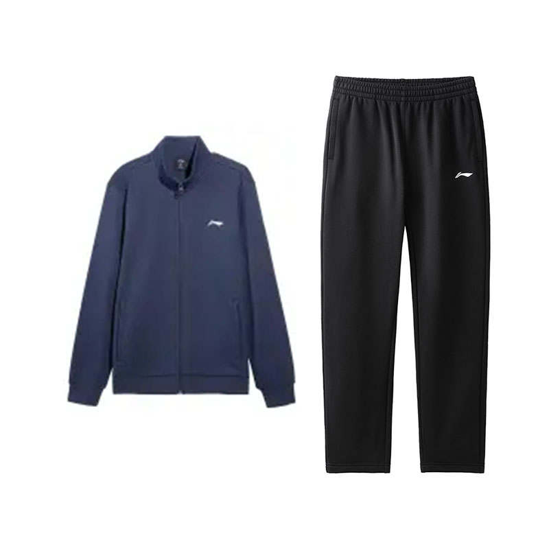 Li-Ning Li Ning Stand Collar Zippered Fleece Lined Cardigan Sweatshirt Comfortable Pants Casual Sportswear Men's 2 Piece Set