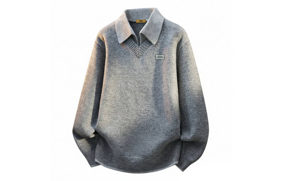 Jeep Elite Sweaters Unisex Polo Collar Thickened Mock Two Piece