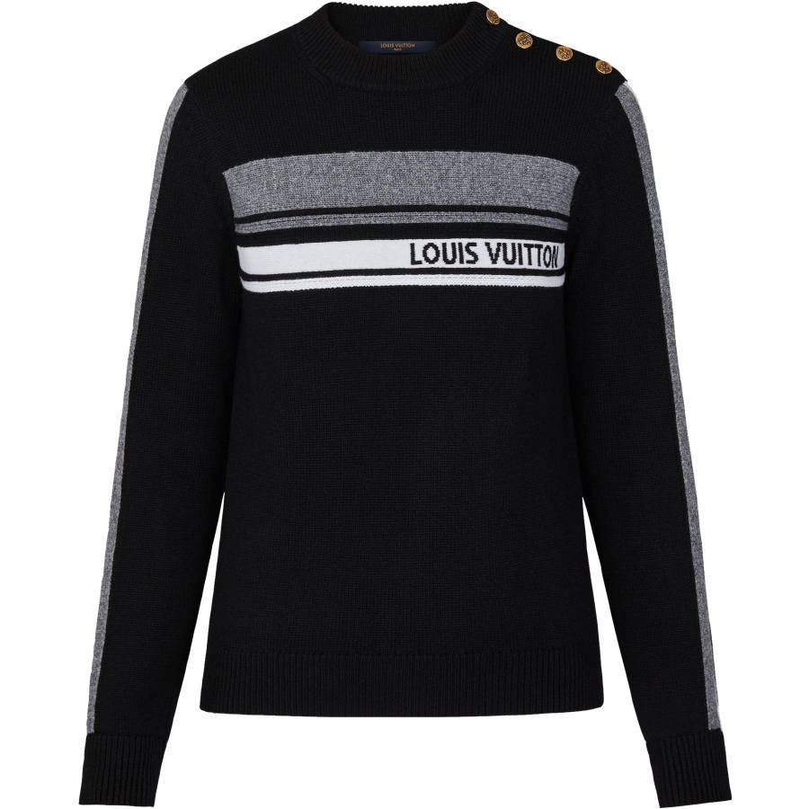 LOUIS VUITTON New Quarterly Products Of LV Sweaters Women's Black Crew Neck Moderate Other