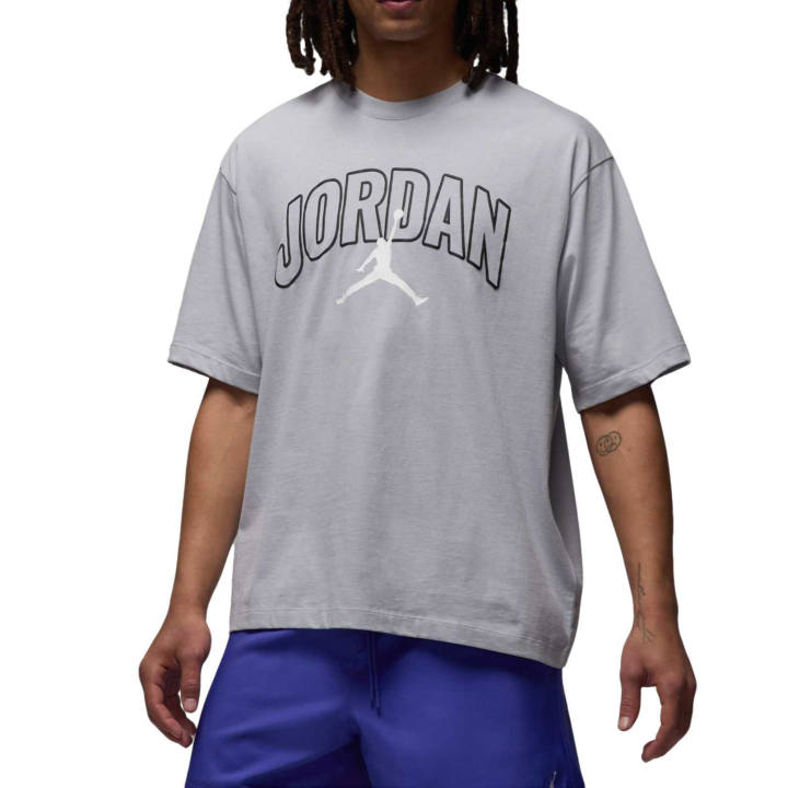 Jordan Jordan T Shirts Men's Wolf Gray/Black/White Crew Neck Moderate Straight Fit