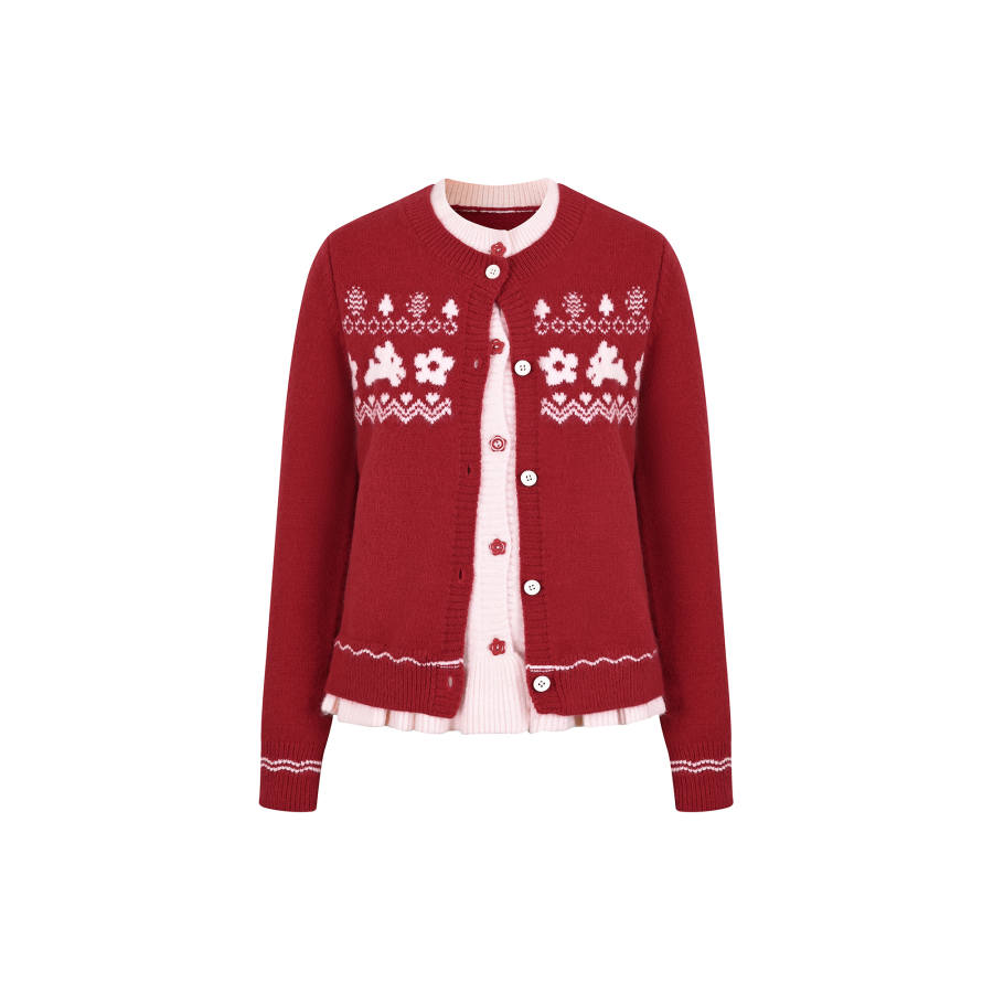 Umoumo Umoumo Sweaters Women's Red Double Collar Moderate