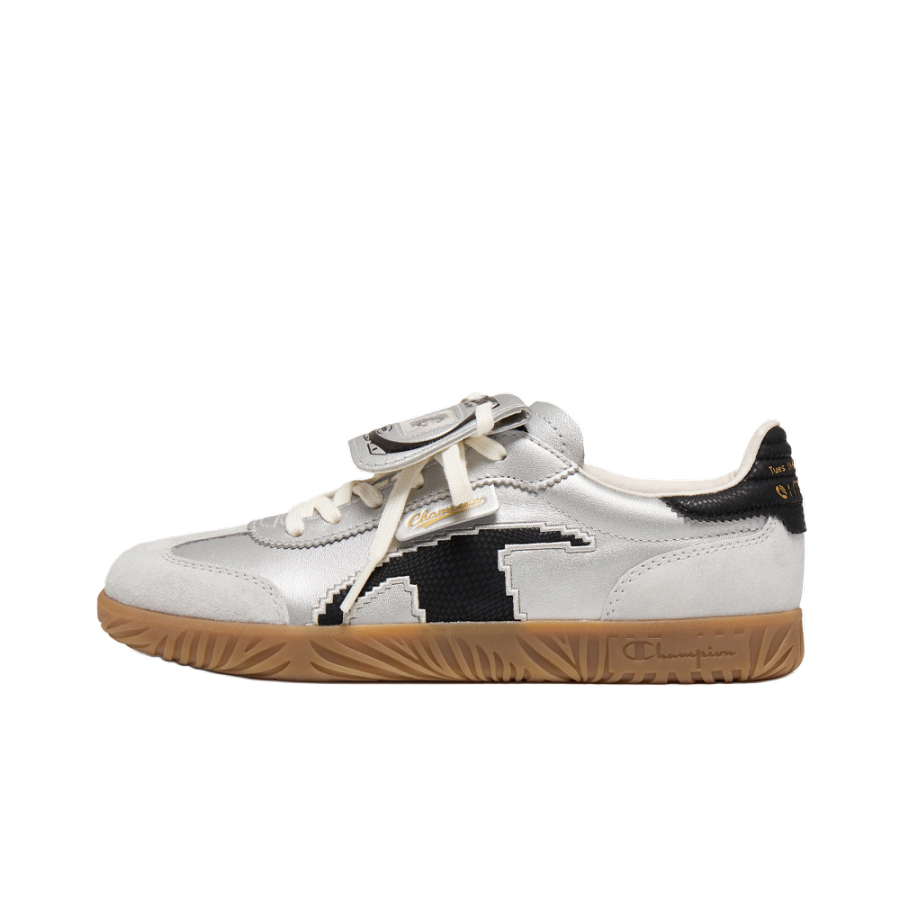 Champion Low top Skateboard Shoes Men's Silver White/Black