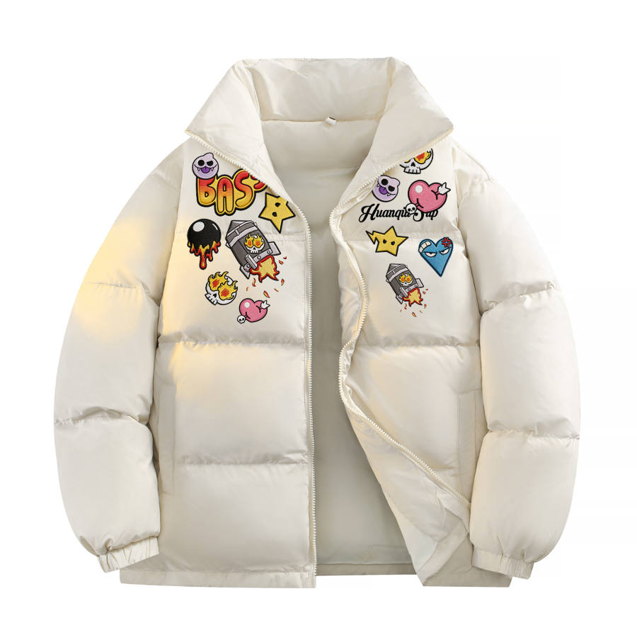 HUANQIU Down Jackets Unisex Stand Collar Thickened Puffer Jacket