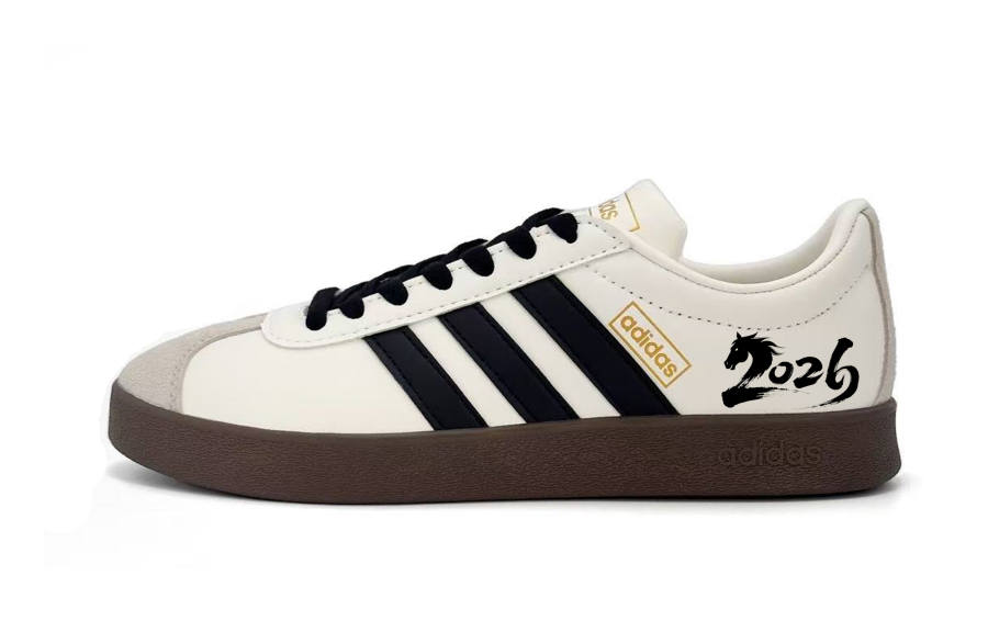 Adidas Adidas VL COURT 2.0 2026 New Year Model Abrasion Resistant Low top German Army Trainers Unisex Black White