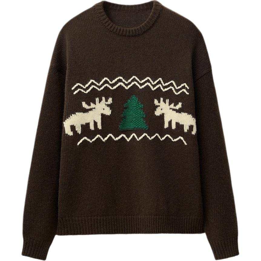 ZARA Knitwear Men's Brown Crew Neck Moderate