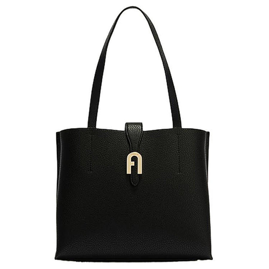 Furla Cow Leather Tote Handbag, Shoulder Bag Medium Women's Black