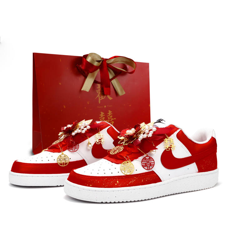 Nike Nike Court Vision Together Forever Cushioning Slip Resistant Low top Skateboard Shoes Men's Red