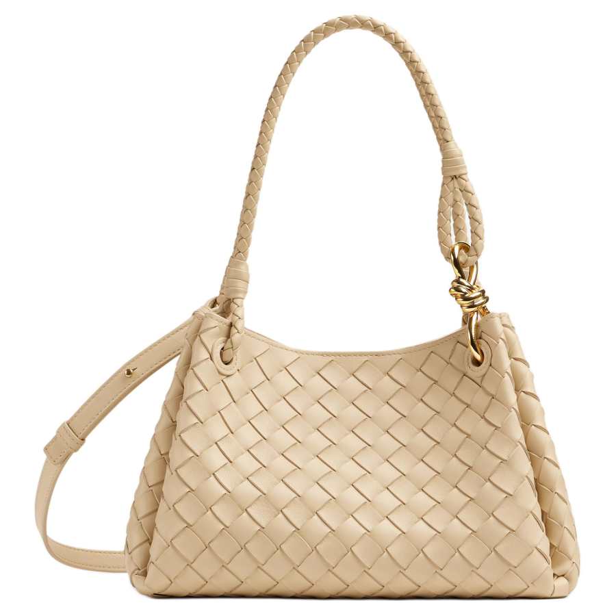 Bottega Veneta Parachute Lambskin Shoulder Bag Women's Straw Yellow