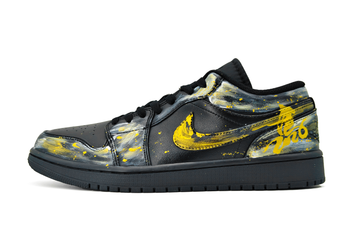 Jordan Jordan Air Jordan 1 Low 'Triple Black' 1 Heart Manufacturing, Phantom Gold Rhythm Cushioning Abrasion Resistant