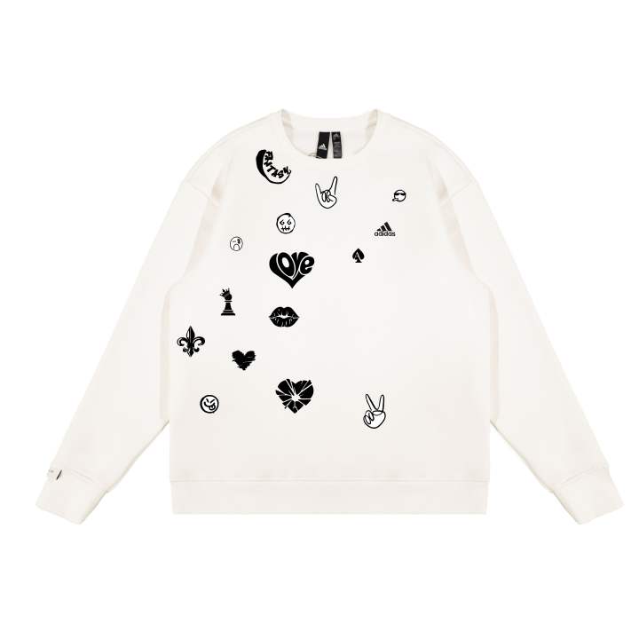 Adidas Adidas Sweatshirts Unisex White Crew Neck Moderate Regular