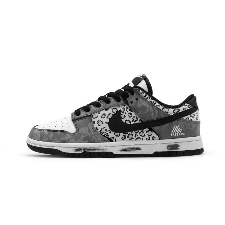 Nike Nike Dunk Black Panther Cow Leather Cushioning Abrasion Resistant Slip Resistant Low top Skateboard Shoes Men's Gray