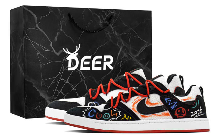 Nike Nike SB Alleyoop DEER Hip Hop Graffiti Abrasion Resistant Low top Skateboard Shoes Men's Black Red