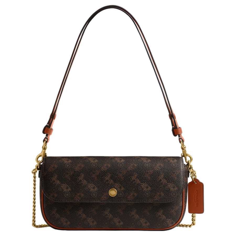 COACH COACH Brook Flap Artificial Leather Shoulder Bag Medium Women's Brown