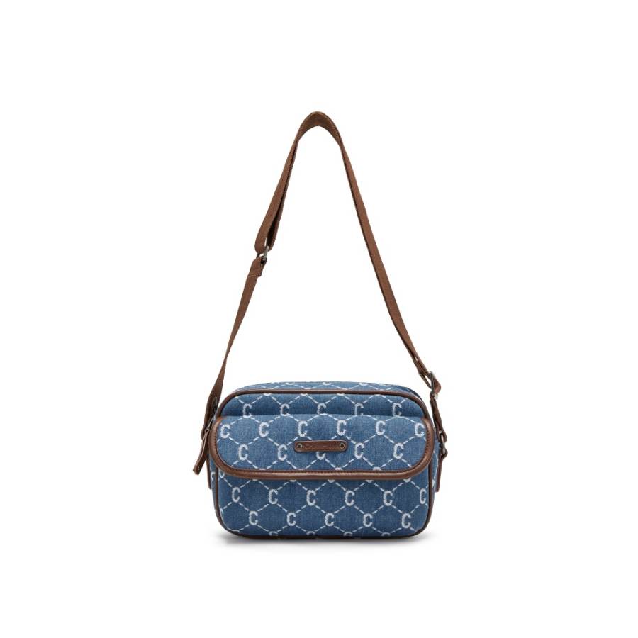 Champion Fabric Crossbody Bags Regular Unisex Medium Blue Denim/Pinecone Brown/Wolf Gray