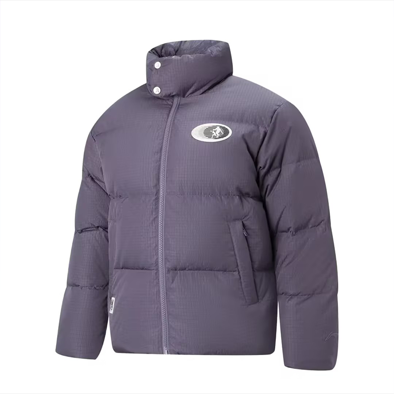 Li-Ning Li Ning Down Jackets Men's Crow Gray Purple Stand Collar Moderate Down Jacket
