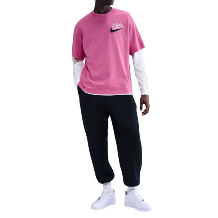 Nike Nike Solo Swoosh T Shirts Men's Naughty Pink Crew Neck Moderate