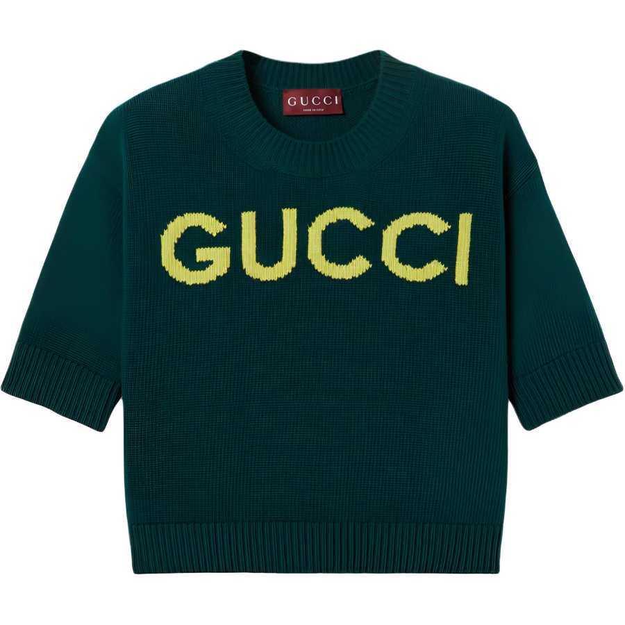 Gucci Logo Intarsia Short-Sleeve Knit Top