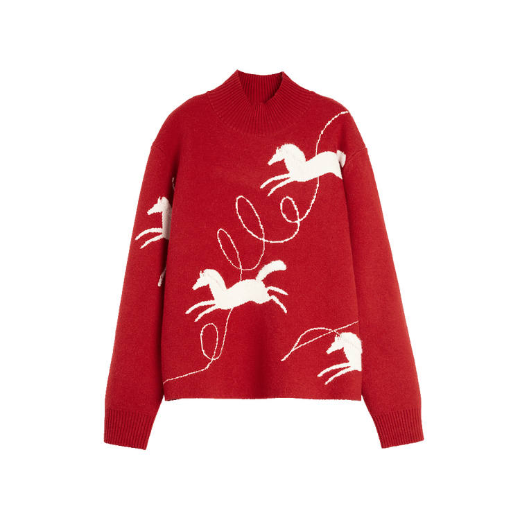 ELLE Sweater Women's Horse Year Limited Zodiac Red New Year Battle Robe