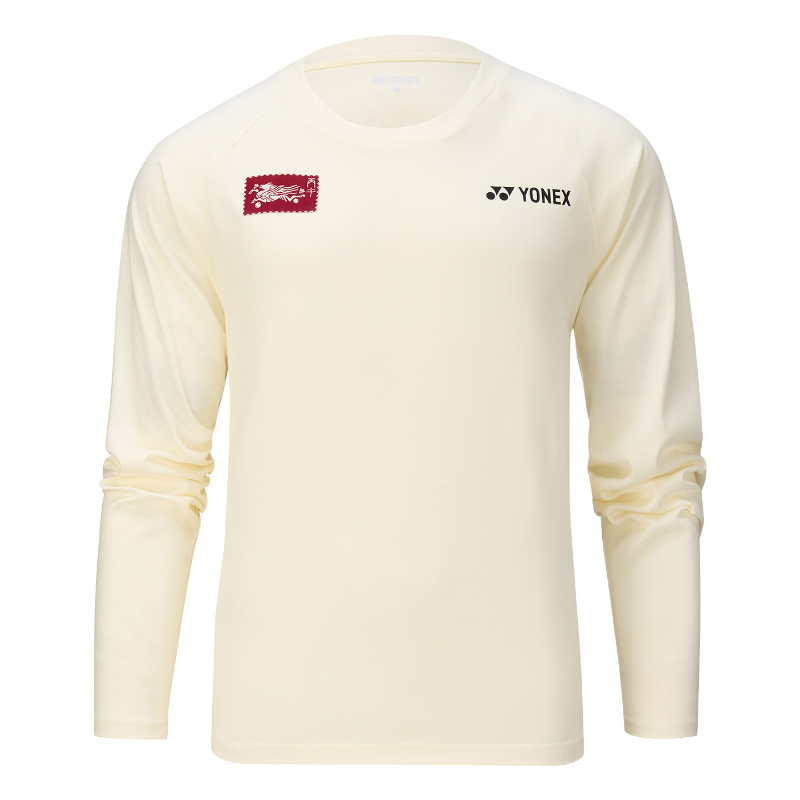YONEX T Shirts Unisex Khaki Beige Crew Neck Moderate Straight Fit