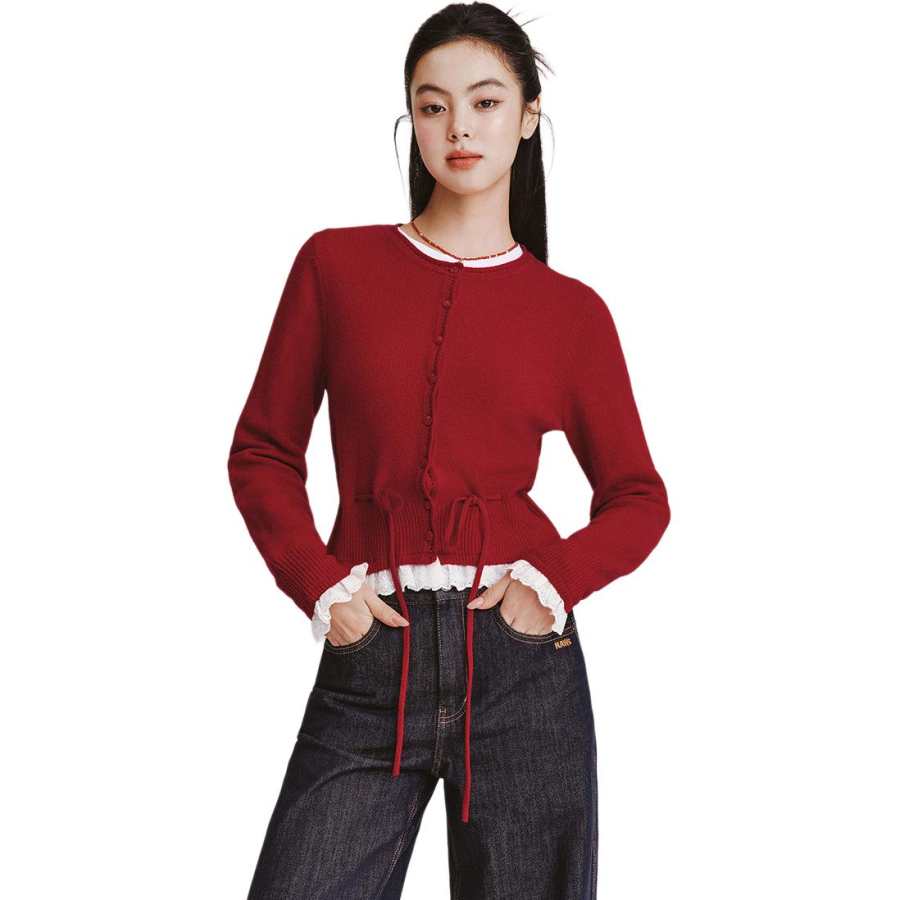 Semir Knitwear Women's Crew Neck Moderate Cardigan