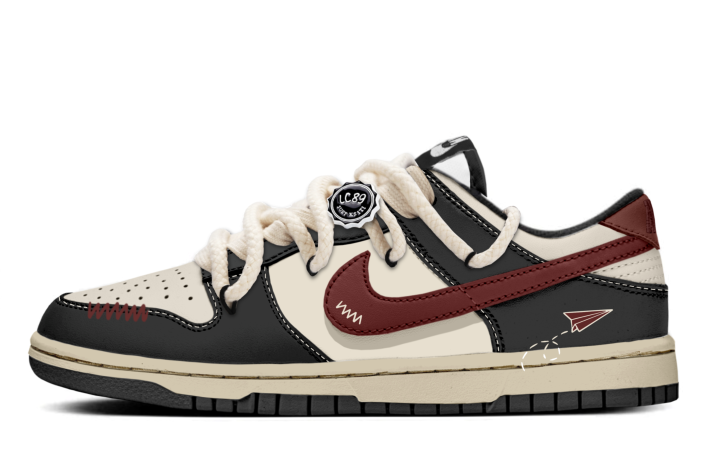 Nike Nike Dunk Paper Ship Track Wear resistant And Lightweight Low top Skateboard Shoes Unisex Black Red