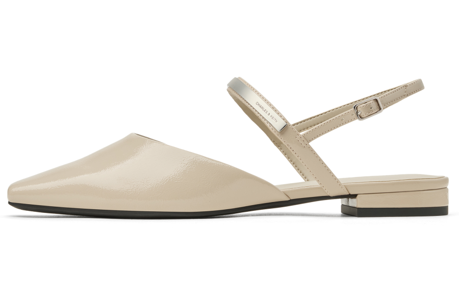 CHARLES&KEITH Small Ck PU Synthetic Leather Women's Casual Shoes 2.2cm Women's Beige