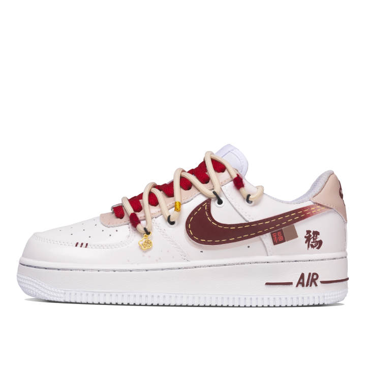 Nike Nike Air Force 1 Blessing Arrives Abrasion Resistant Low top Skateboard Shoes Unisex White Red