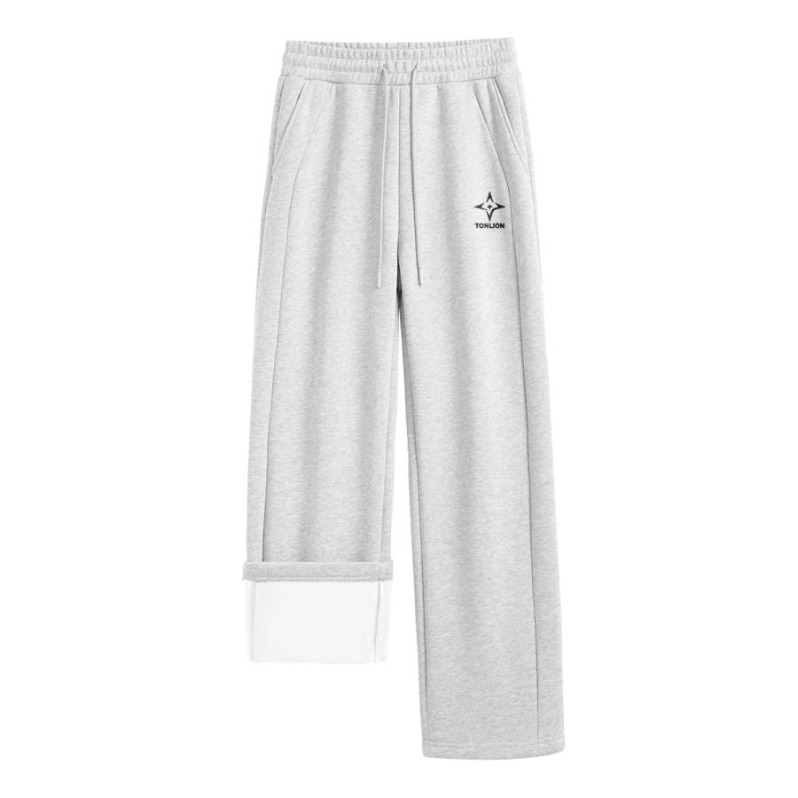 Tonlion Casual Pants Unisex Thickened And Fleece Lined Straight Fit Pants