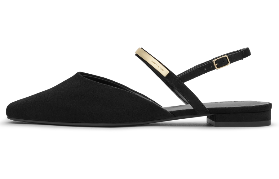 CHARLES&KEITH Small Ck Fabric Casual Shoes 2.2cm Women's Black