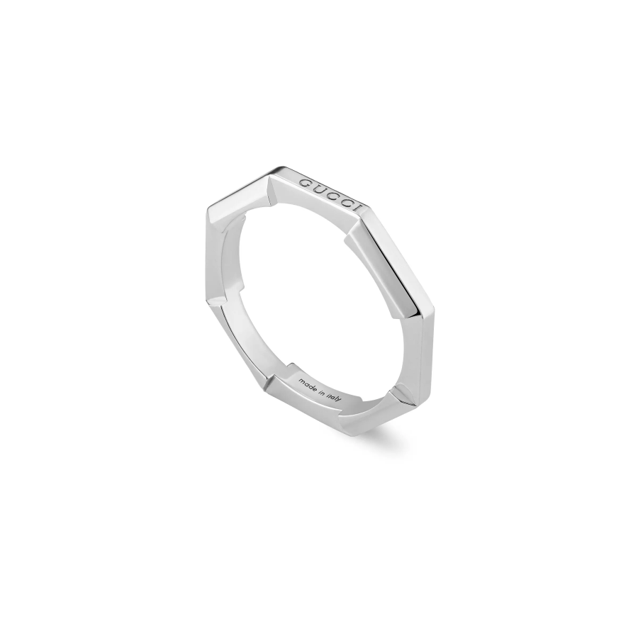 GUCCI 18kt white gold Link to Love mirrored ring