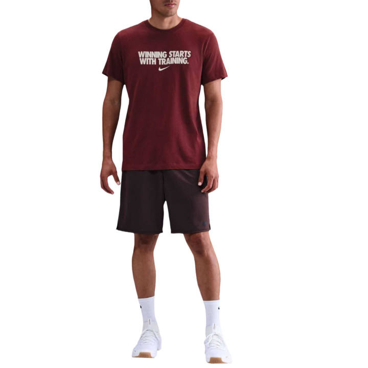 Nike Nike Dri Fit T Shirts Men's Dark Red Crew Neck Moderate Straight Fit