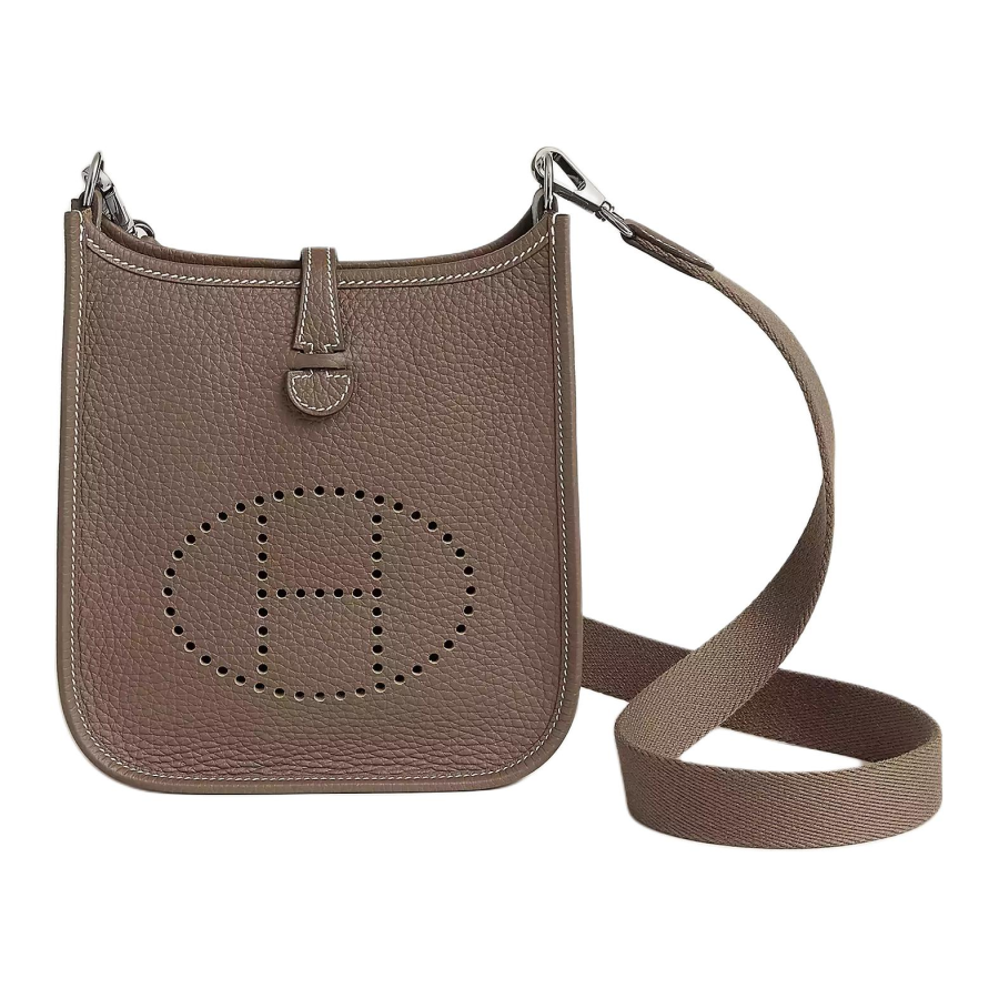 HERMES Evelyne Clemence Bullock Leather Crossbody Bag, Shoulder Bag 16 Women's 18 Etoupe Elephant Gray