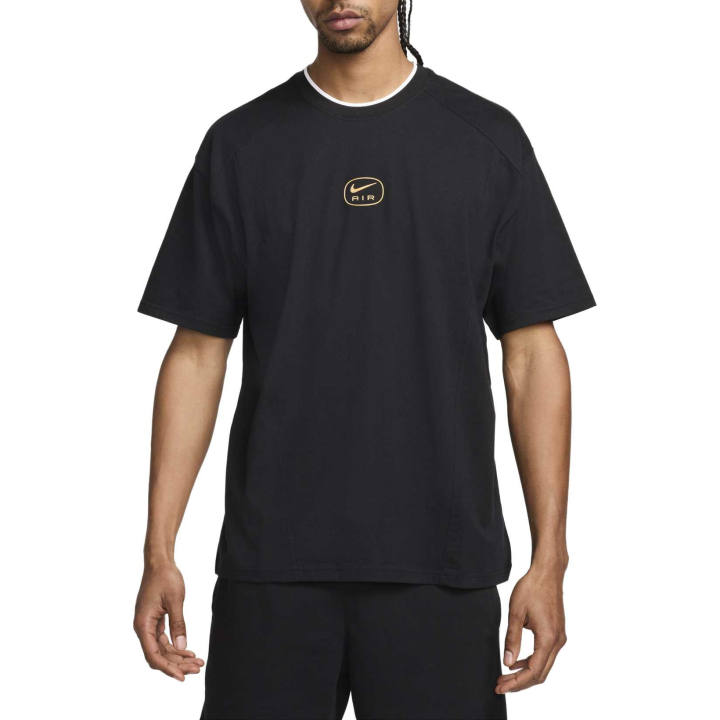 Nike Nike T Shirts Men's Black/Metal Gold Crew Neck Moderate Straight Fit